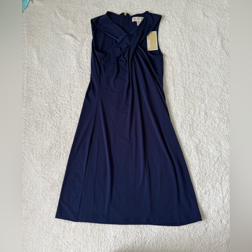 NWT Michael Michael kors navy blue Criss cross front dress size XS